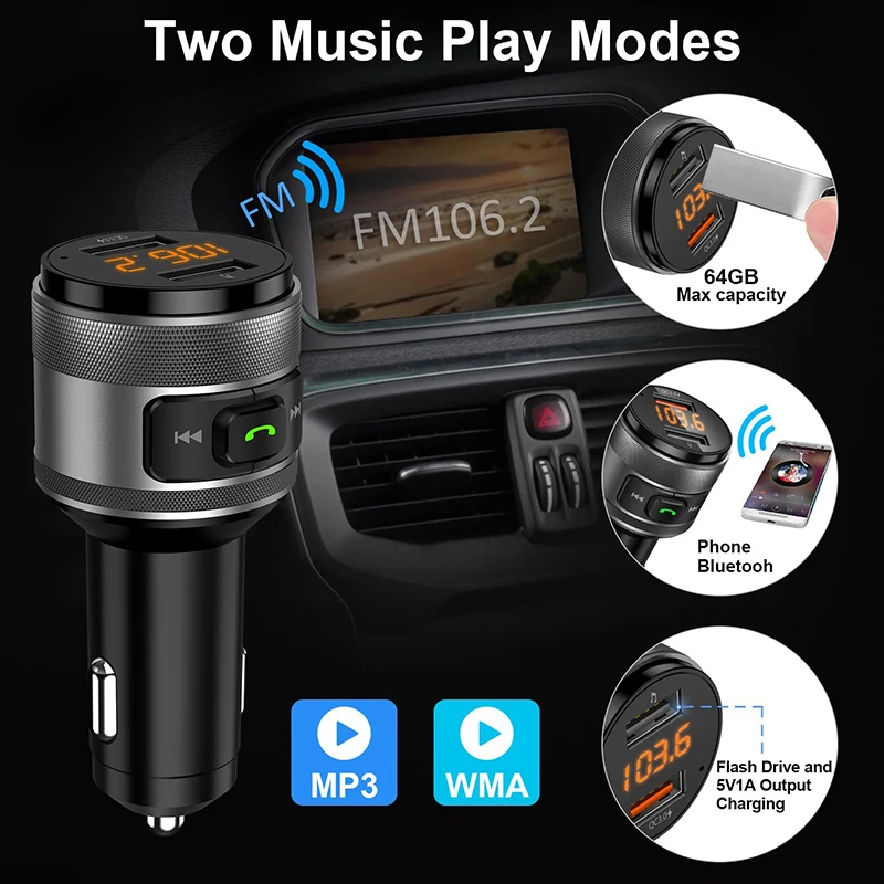 VicTsing FM Bluetooth передатчик автомобильный QC3.0 3.4A беспроводной передатчик приемник MP3 музыкальный плеер Автомобильный комплект радио адаптер Hands-Free