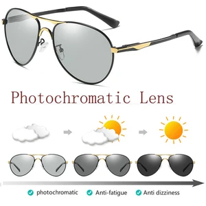 Алюминиевый фотохромные поляризационные солнцезащитные очки мужские Драйвер солнцезащитные очки-авиаторы, мужские Безопасность вождения переходная линза солнечные очки UV400