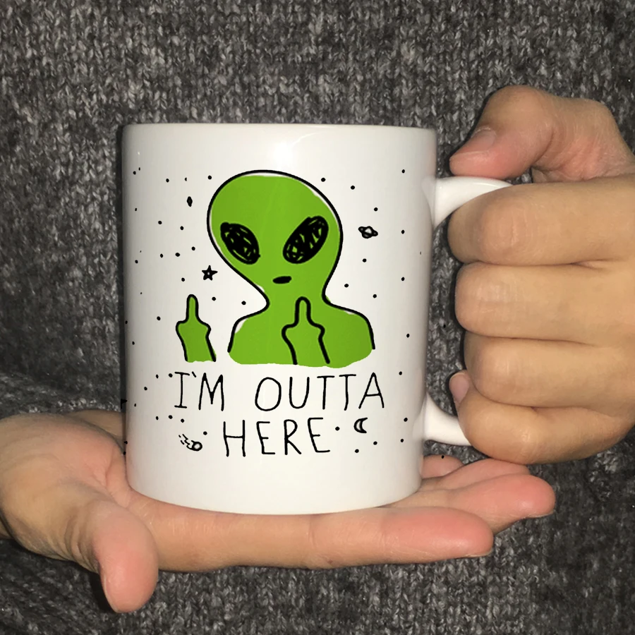 Керамическая кофейная кружка Good Vibes Only Alien White 11 унций|Кружки| |