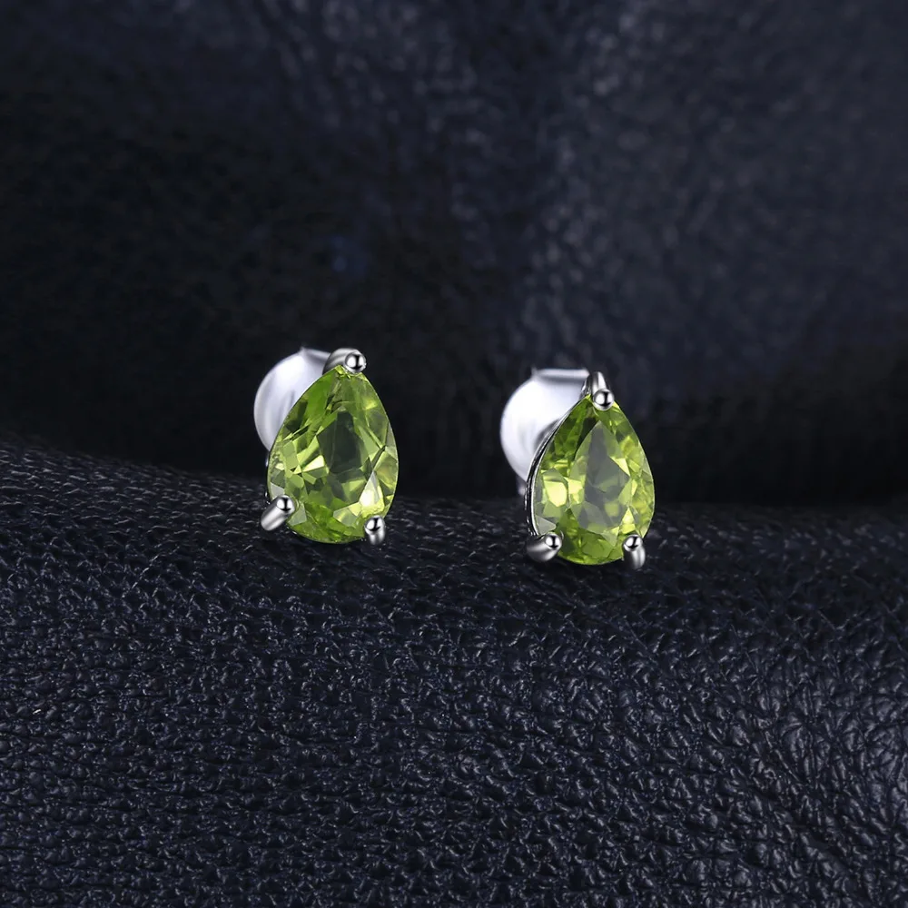 Jewelrypalace груша 1.6ct Натуральный Зеленый Перидот Камень Серьги-гвоздики Твердые стерлингового серебра 925 новинка года украшения для Для женщин