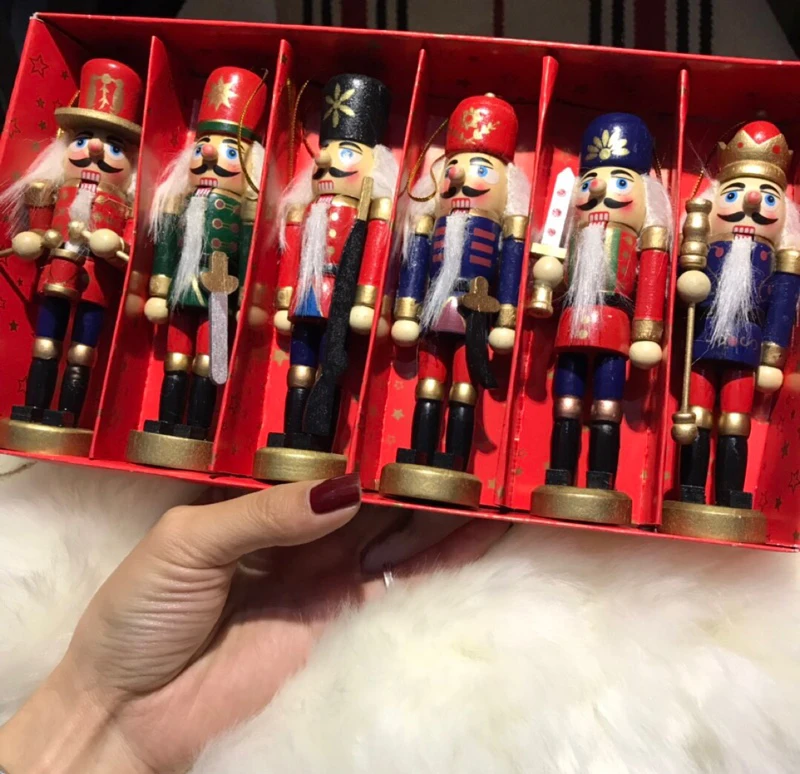 

H01-X019 Best Christmas Valentine's Day birthday gift home decoration Nutcrackers 12cm white hair mini soldier 6pcs/set