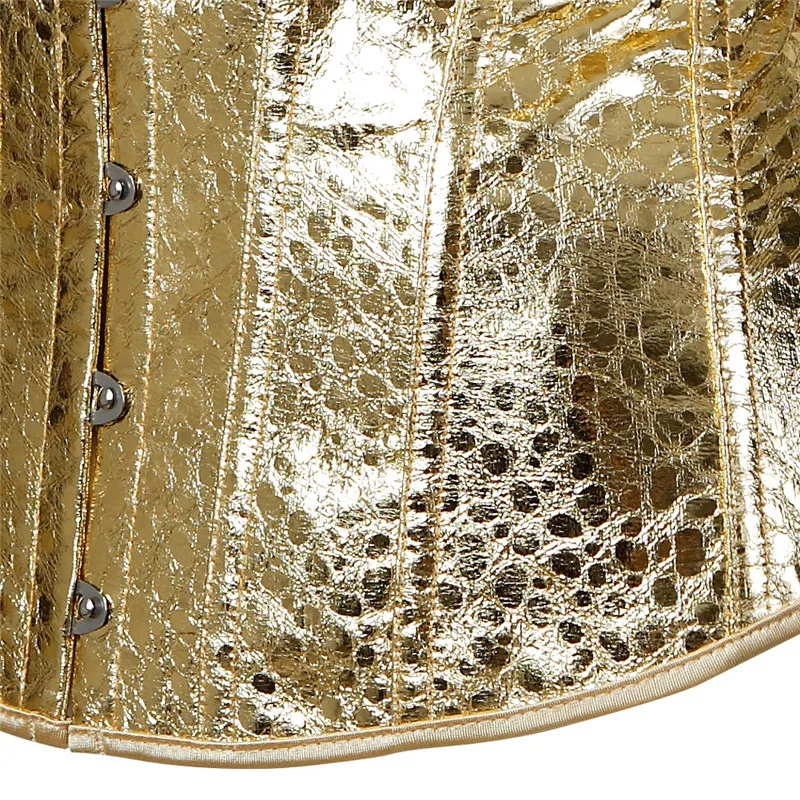 Женский золотистый корсет из искусственной кожи бюстье топ Корректирующее белье