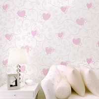 3d pink love heart cartoon princess girl room background wallpaper roll 3d embossed flocking non woven kids wall covering paper