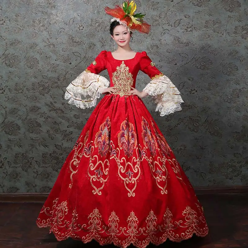 Красное маскарадное платье Rococo в стиле барокко по индивидуальному заказу