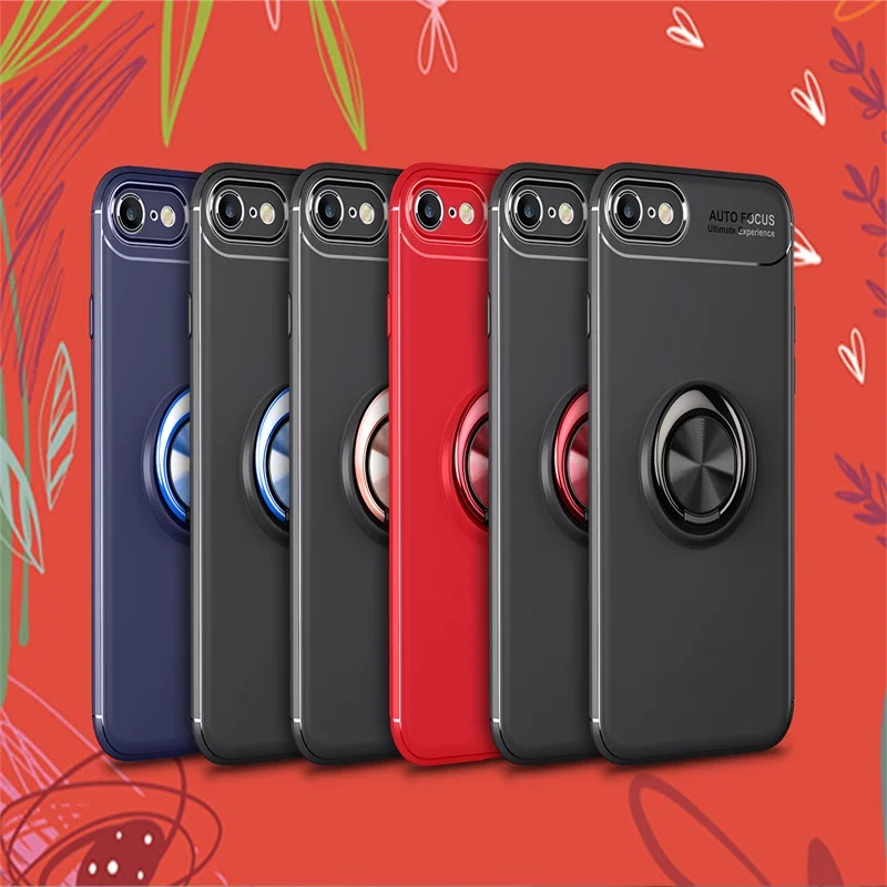 Чехол для iphone 7 8 6 6S Plus 5 5S SE магнитный автомобильный кольцевой держатель бампер X XS