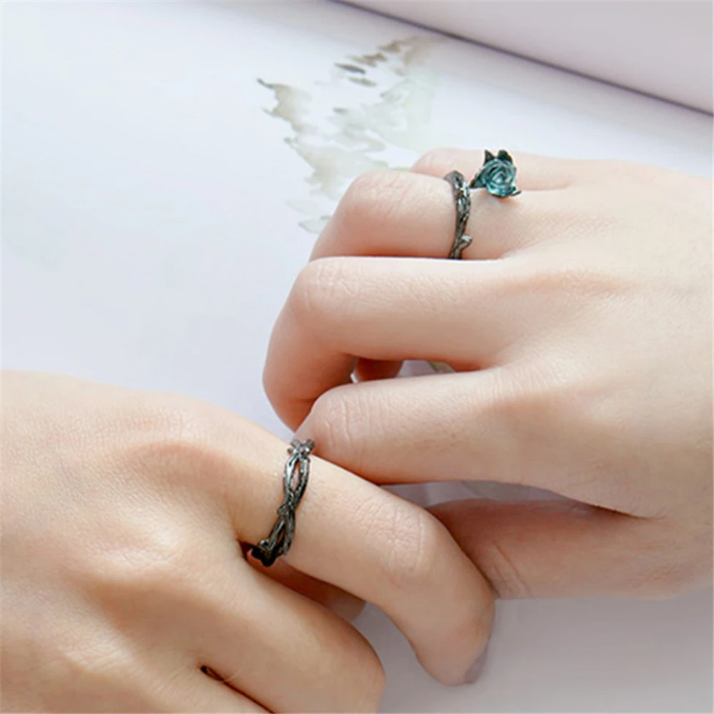 Оригинальное кольцо из тайского серебра с розой персонализированное ювелирное