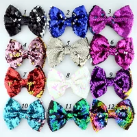 12pcslot 5 baby girls two toned reversible sparkle sequin bow rainbow bow hair bows for diy headwear hair accessories