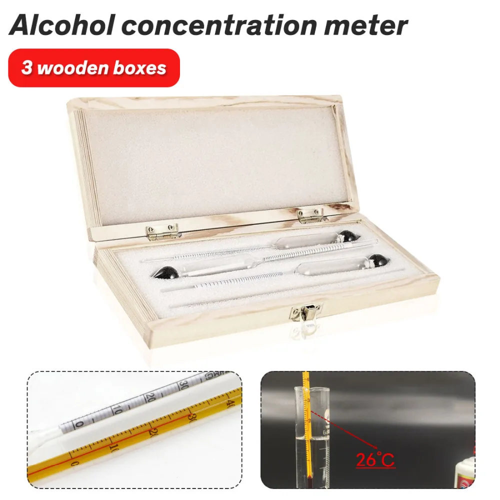 

Alcoholmeter Alcohol Meter Wine Concentration Meter Alcohol Instrument Hydrometer Tester 3pcs/set