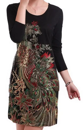 Женское платье с длинным рукавом винтажное Повседневное большого размера M XL 4XL