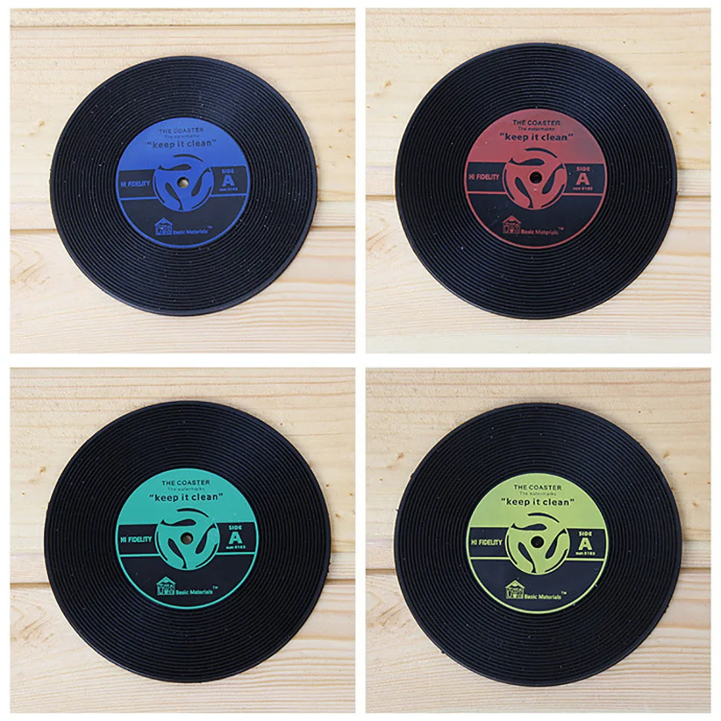 CD пластинки Форма Кухня Вечеринка бар чашка коврик салфетки силиконовые Coaster