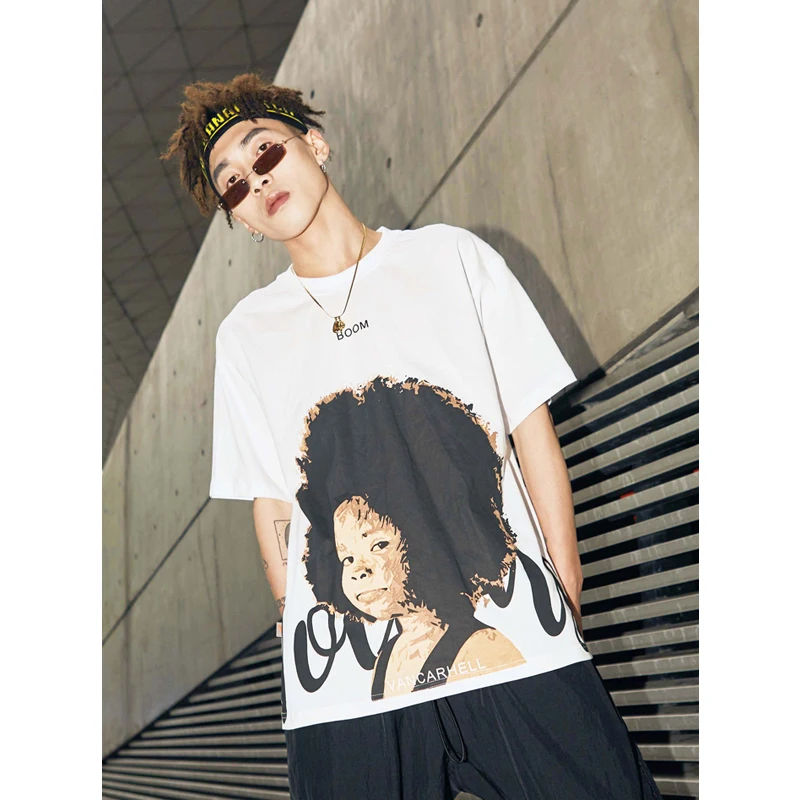 UNCLEDONJM Funny Kid Print T-shirt Urban Street Style Hip Hop 100% Cotton Summer Fashion Harajuku O-Neck Tops Male Tshirt 317S | Мужская