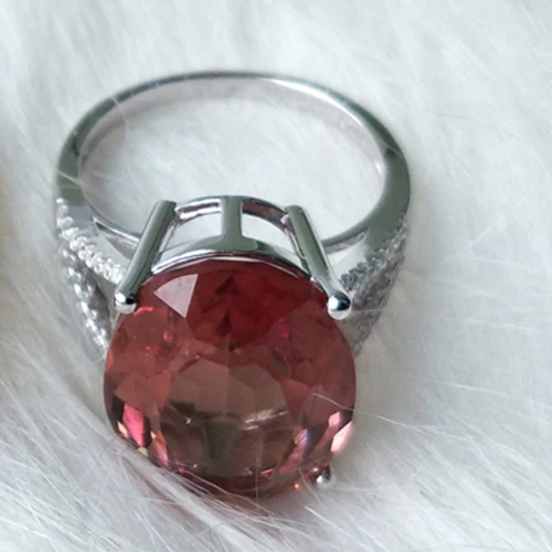 white gold color Bolai, 18x13 мм, большое кольцо diaspore solitaire, серебро 925 пробы, меняющее цвет, драгоценный камень, зултанит, изящные кольца, ювелирное изделие для женщин - Цвет камня: white gold color
