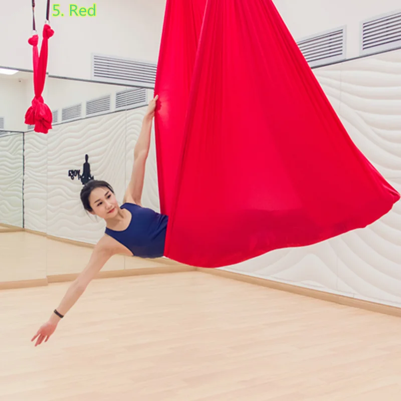 Red Приор фитнес 4*2,8 м Йога Комплект гамака анти гравитация Йога качели воздушная инверсия воздуха Йога качели полный набор 20 цветов - Цвет: Red