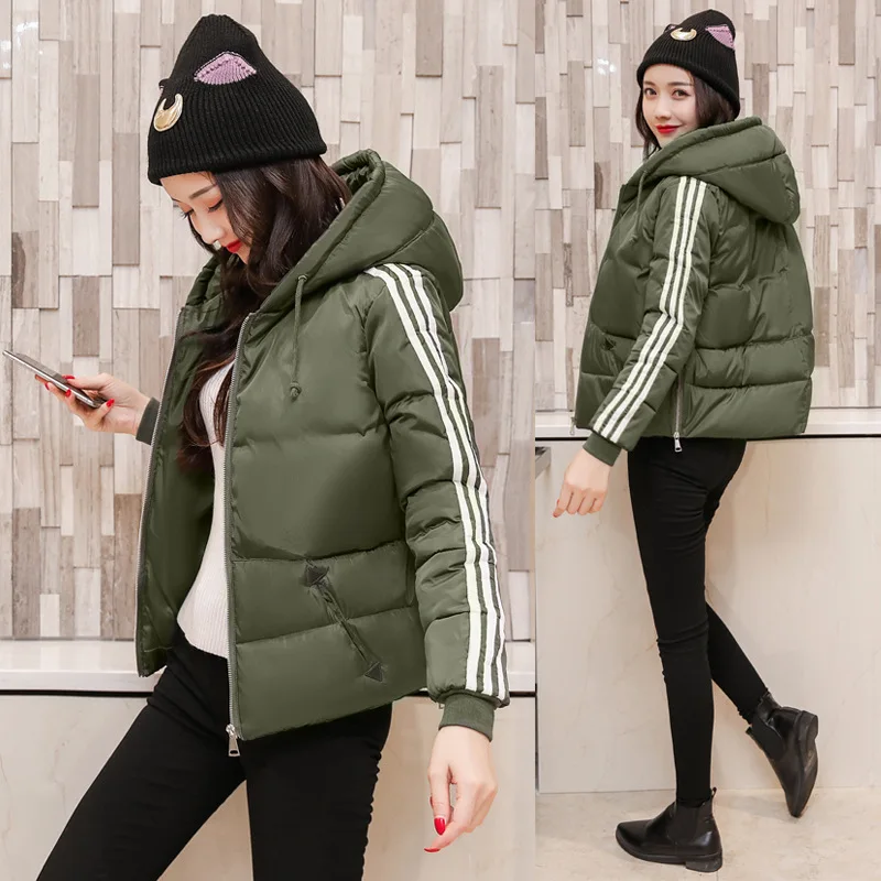 Parkas Jacket Women Autumn Winter Short Coats Solid Hooded Cotton Padded Warm Pockets Female Women's | Женская одежда