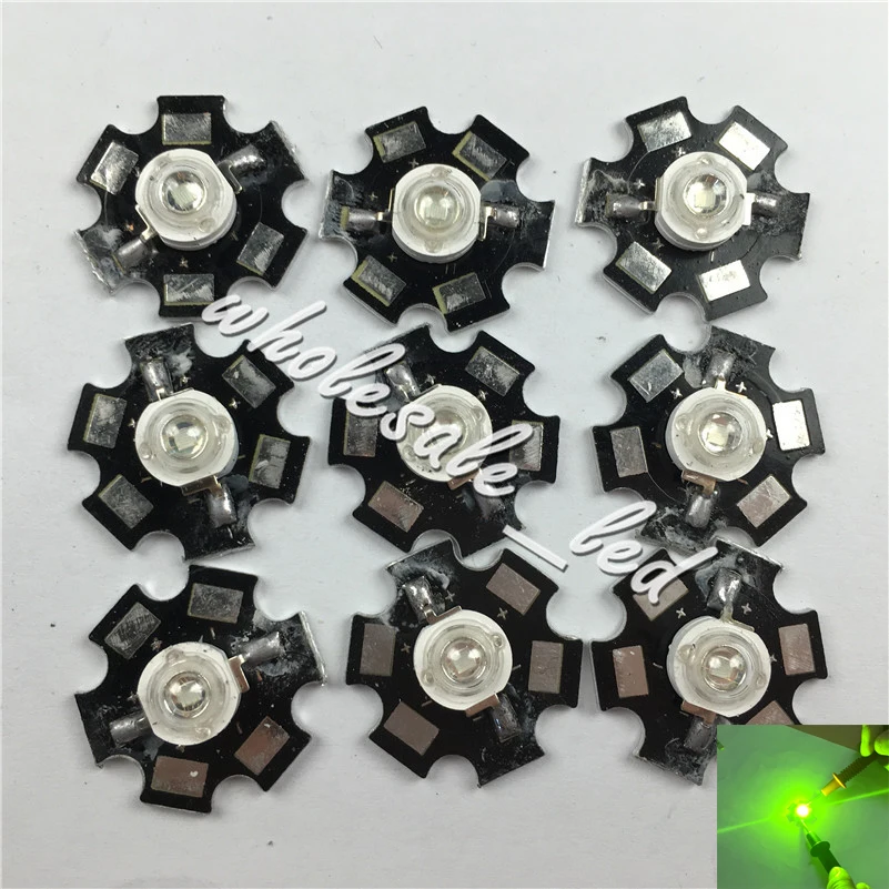 10 шт./лот 3 Вт Высокая мощность led Chartreuse 560NM-565NM Светодиодная лампа с 20 мм основанием