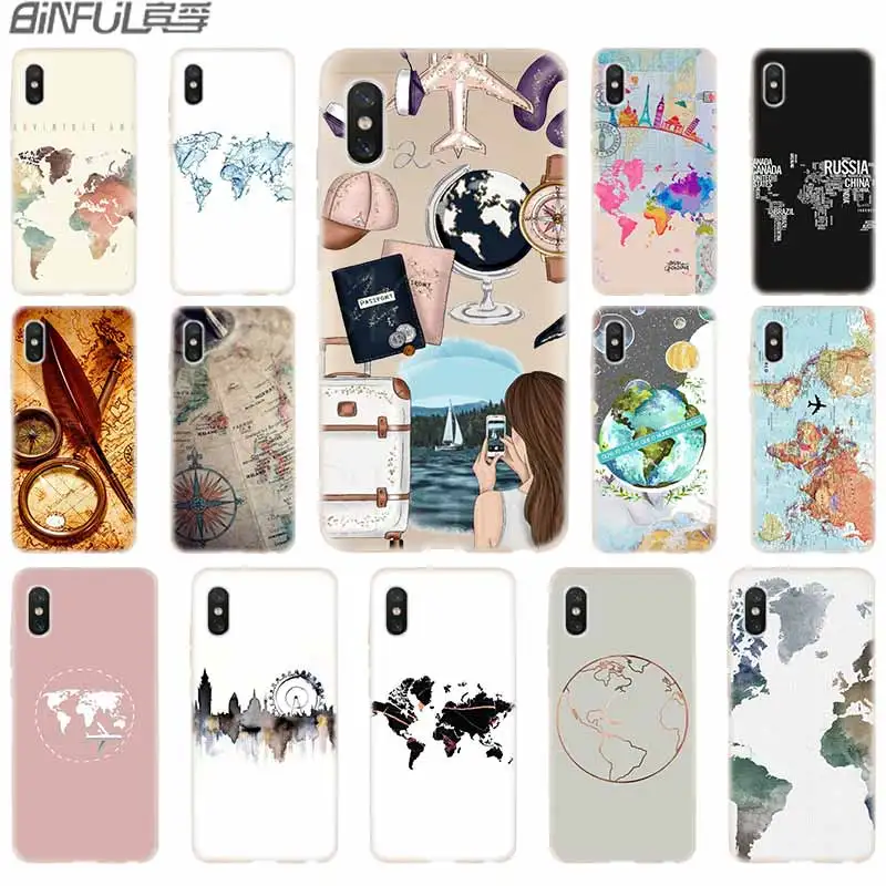 

Soft TPU Case For Xiaomi Mi 12 11 Pro Ultra 10 9 8 SE 6X 5X A3 A1 A2 LITE cc9 Pro cc9e Cover World Map Travel Plans