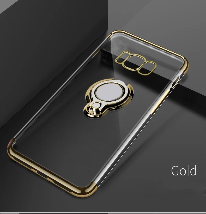 Elecplating мягкий чехол для samsung Galaxy Note 10 5G 9 S10 S9 S8 плюс J6 J4 J3 J5 Prime A6 чехол Невидимый палец кольцо крышки - Цвет: Gold