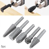 5pcslot woodworking steel rotary rasp file 14 shank rotary craft files rasp burrs wood bits grinding power
