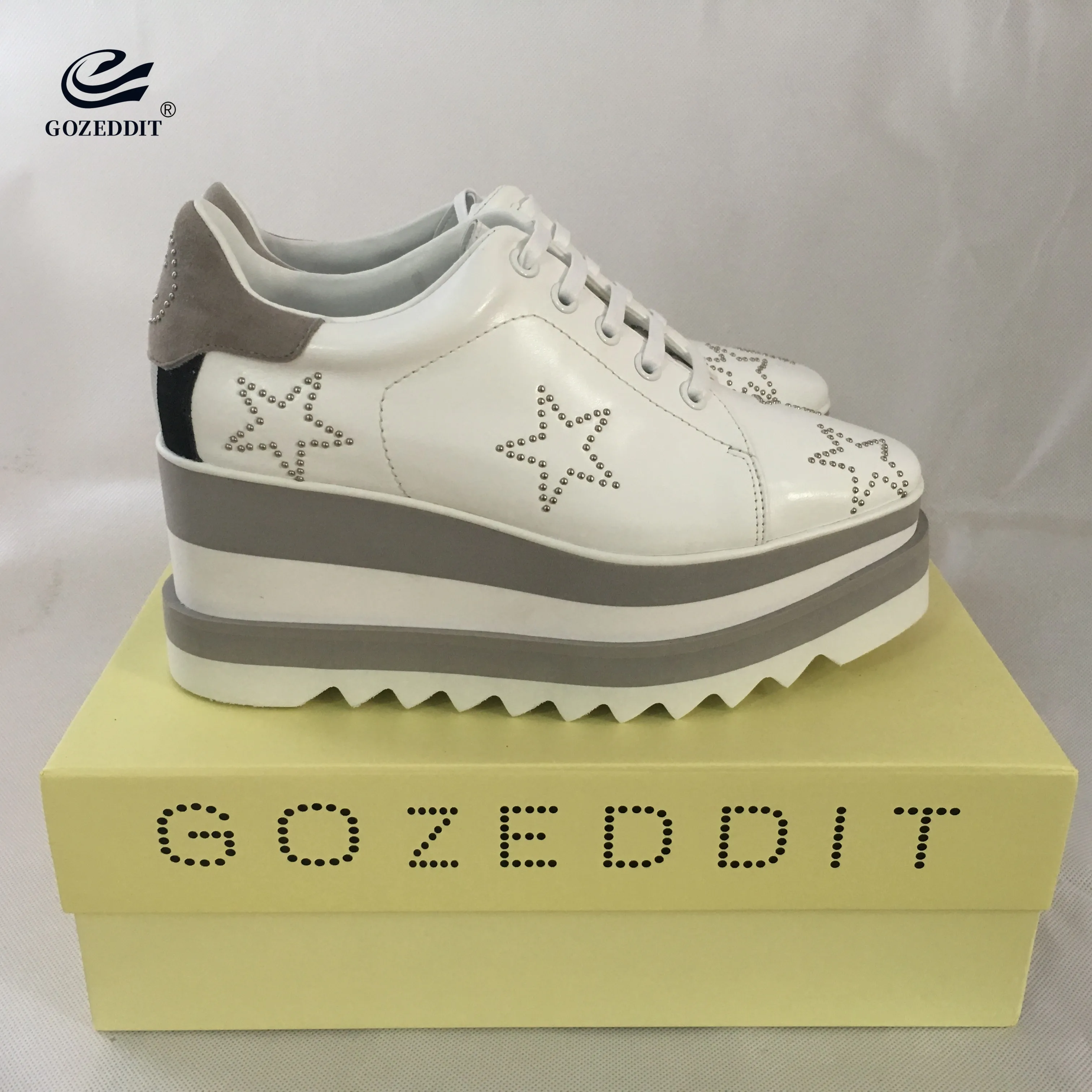 GOZEDDIT/модные женские туфли на танкетке со стразами и звездами оксфорды