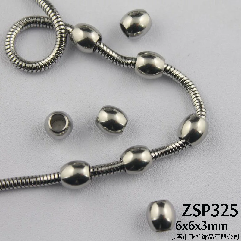 3 мм отверстие 6 овальные Гладкие бусины из нержавеющей стали для ювелирных