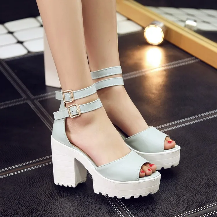 Женские босоножки на высоком каблуке летняя обувь с грубым каблуком