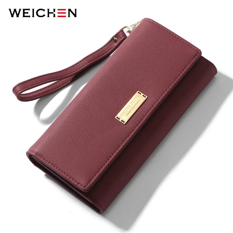 

WEICHEN Wristband Many Departments Female Wallets Card Holder Phone Pocket Long Leather Women Wallet Brand Designer Ladies Purse