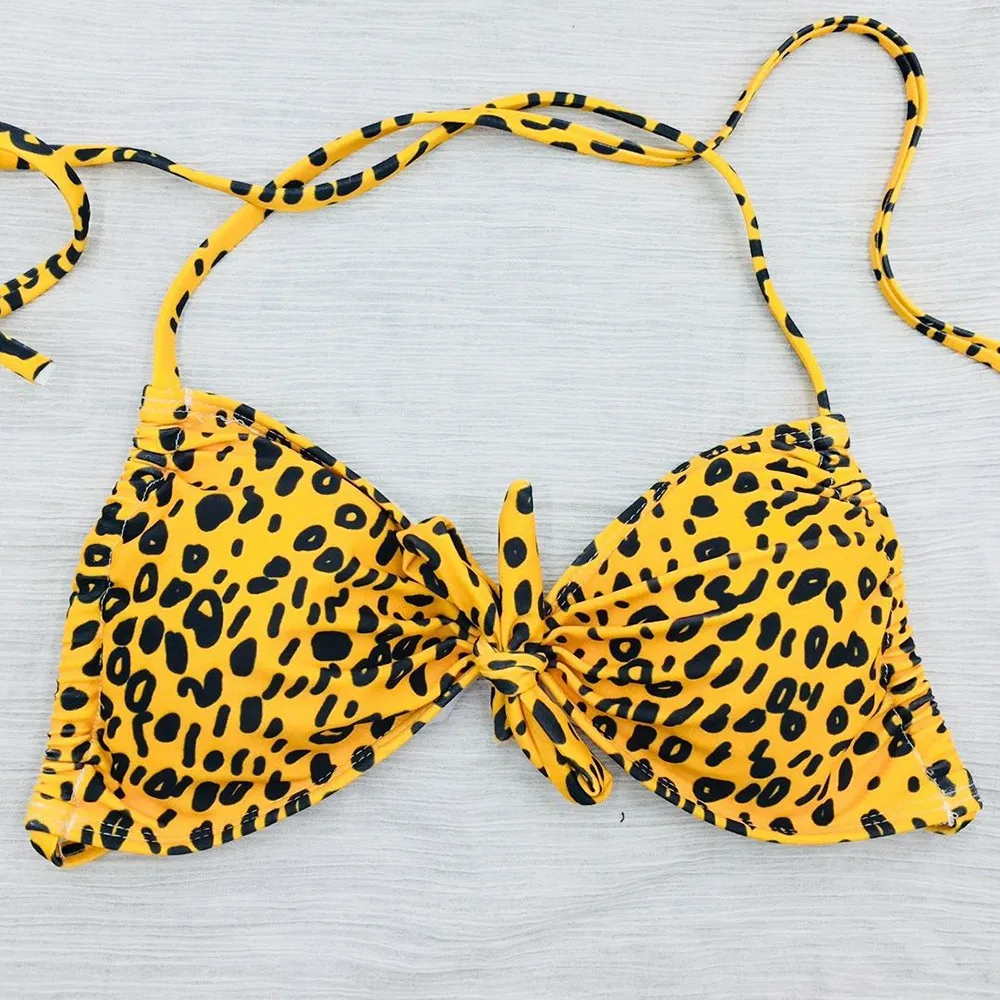 Womail Sexy Swimwear Women Leopard Print Bikinis Set Wrapped Swimsuit Push Up Knotted Bikini tankini Female suit I300124 |