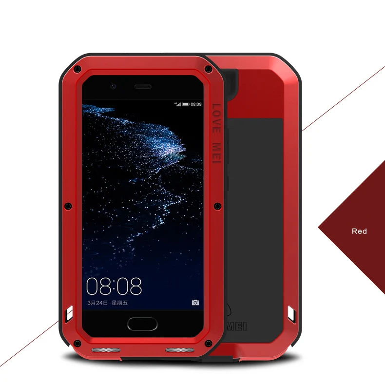 LOVE MEI для huawei P10 чехол роскошный чехол из ТПУ и силикона жесткий металлический алюминиевый армированный чехол для телефона для huawei P10 Plus чехол - Цвет: Red