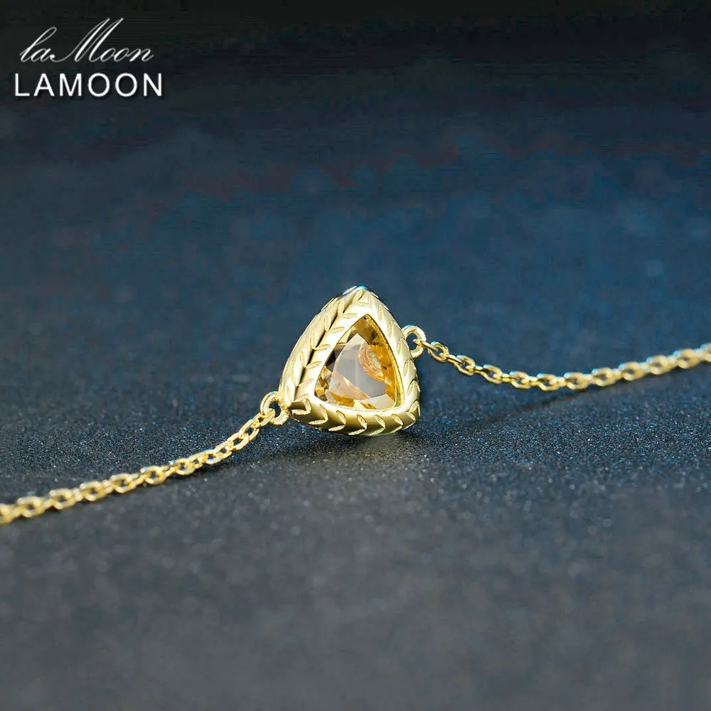 LAMOON 925 пробы Серебряный браслет женский из цитрина драгоценный камень 14K