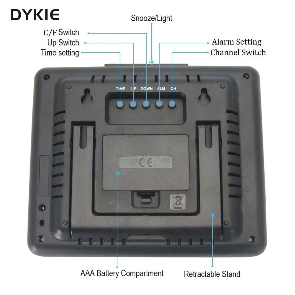 DYKIE 433 мГц RF беспроводной Метеостанция черный Крытый Открытый термометр