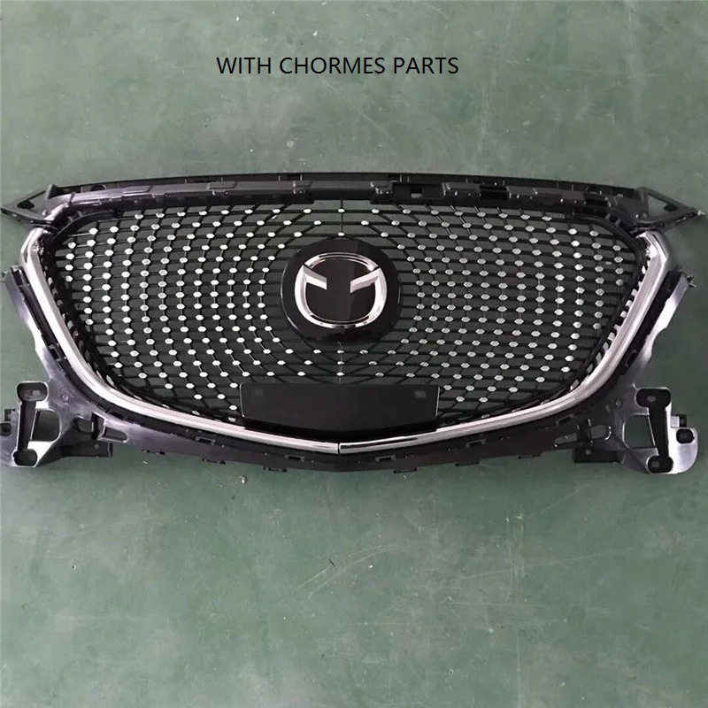 with chromed parts CITYCARAUTO Передняя гоночная решетка гриля бампер маска подходит для новой MAZDA 3 AXELA Алмазная звезда решетка внешняя крышка запчасти - Цвет: with chromed parts