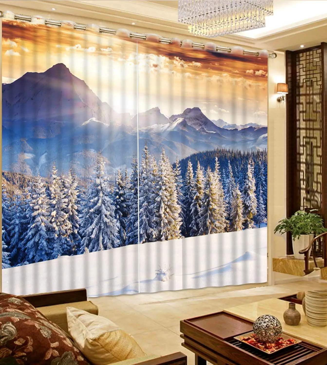 

Snow scene 3D curtains
