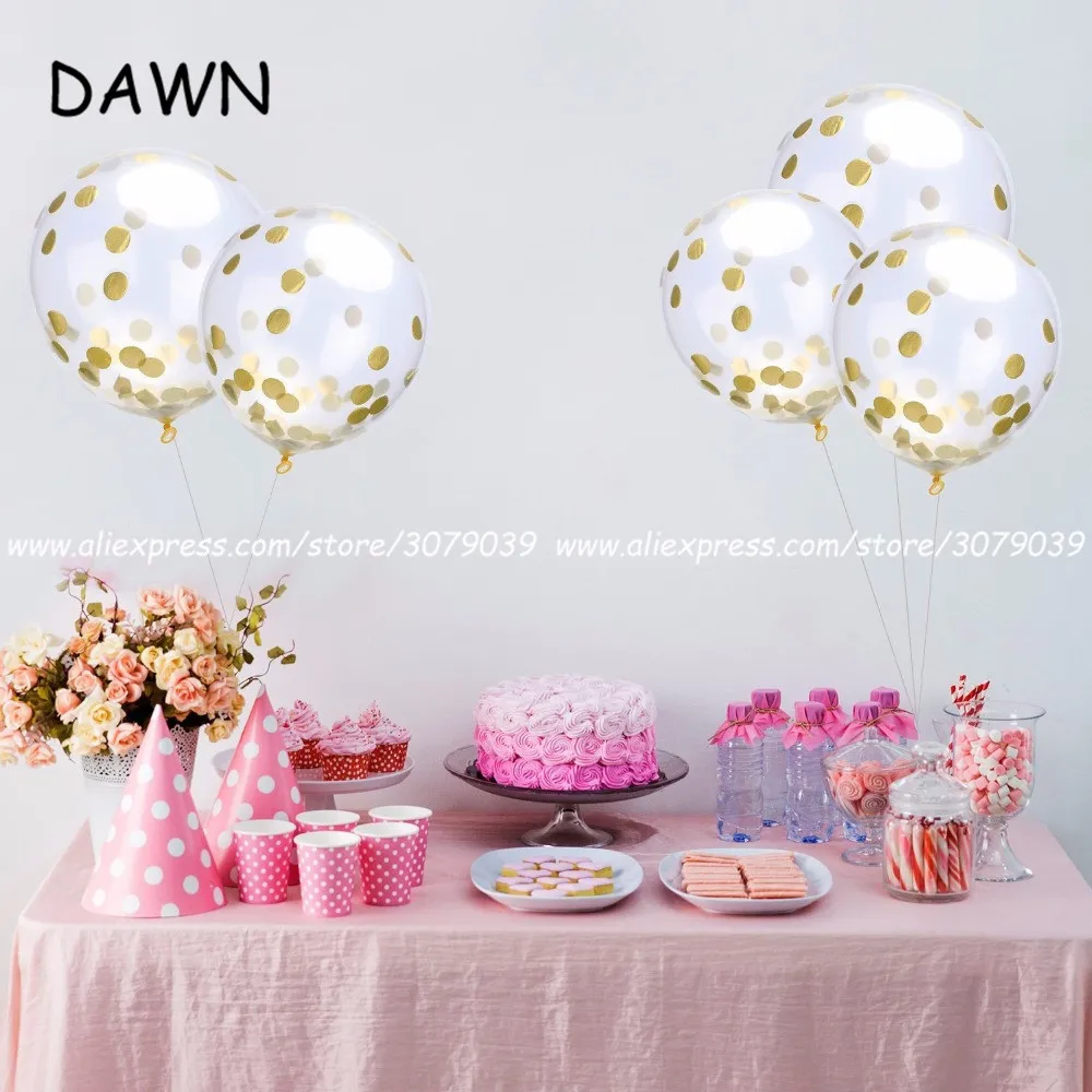 5 шт./лот 12-дюймовые воздушные шары из розового золота с конфетти прозрачный