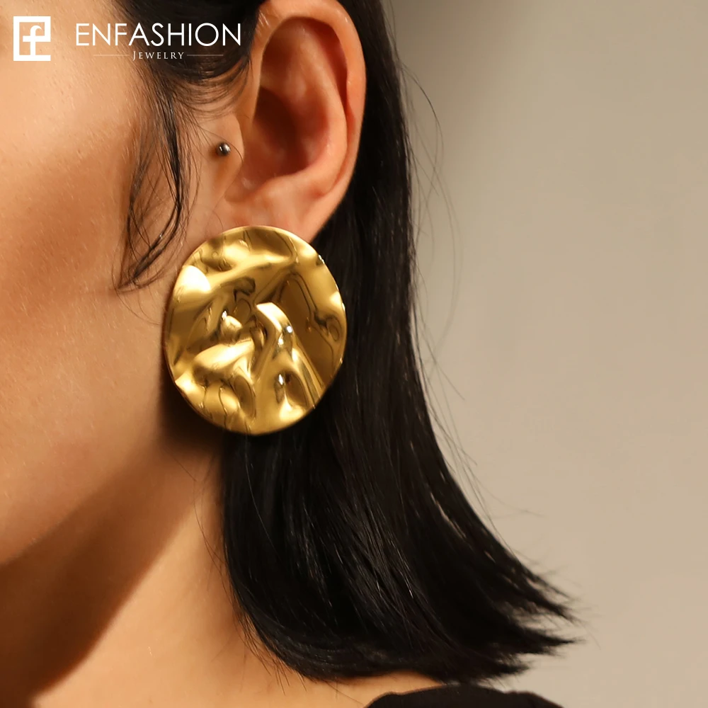 Enfashion геометрические большие круглые серьги гвоздики из нержавеющей стали