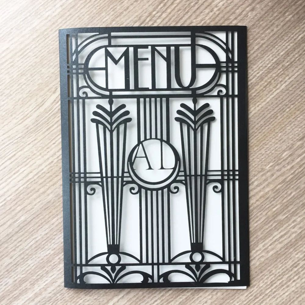 

40Pcs/Lot Laser Cut Pearl Paper Customized Words On Wedding Menu Invitation Card Birthday Party Greeting Card