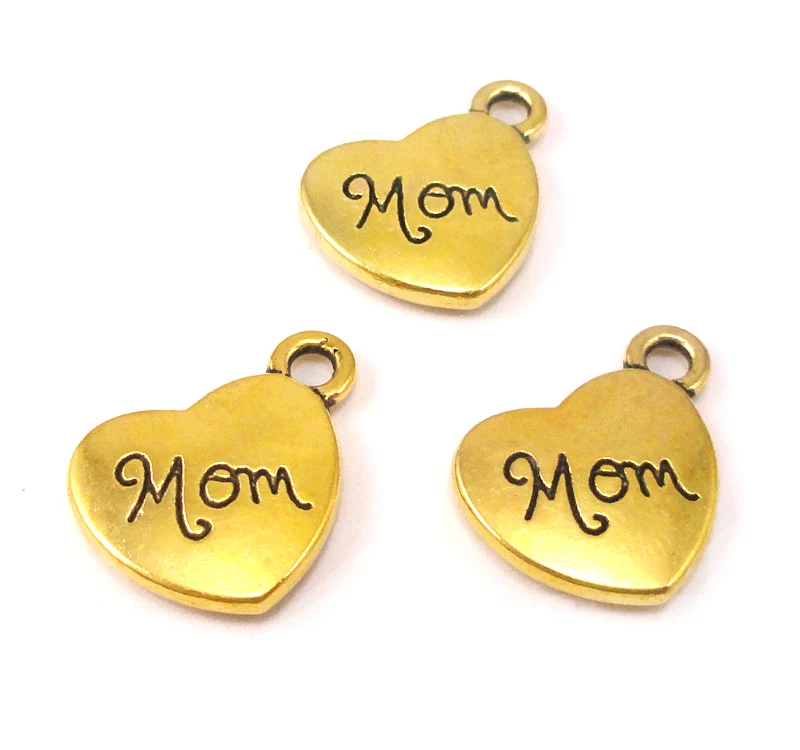 40pcs антикварные серебряные/бронзовые/золотые подвески для мамы 2 односторонних