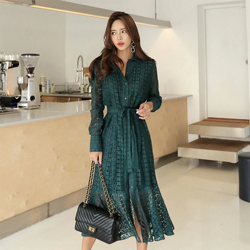 Женское кружевное платье с юбкой-годе однотонное ретро-платье v-образным вырезом