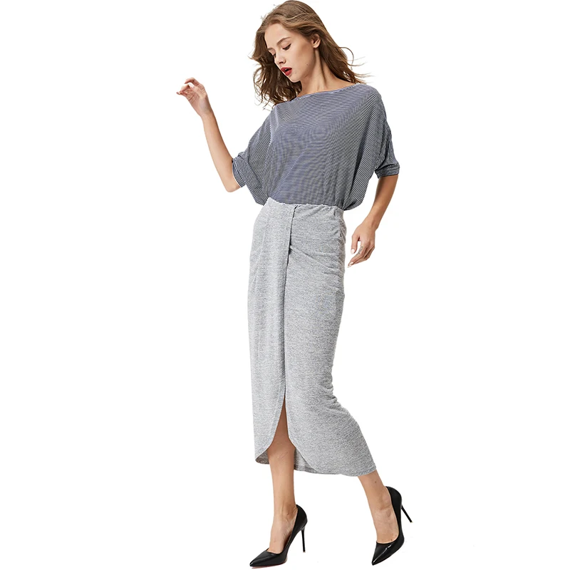 

GLO-STORY Summer Skirts 2018 Women Casual Style Beach Long Skirt Knitting Solid Mid-Calf Maxi Skirts Female WQZ-1354