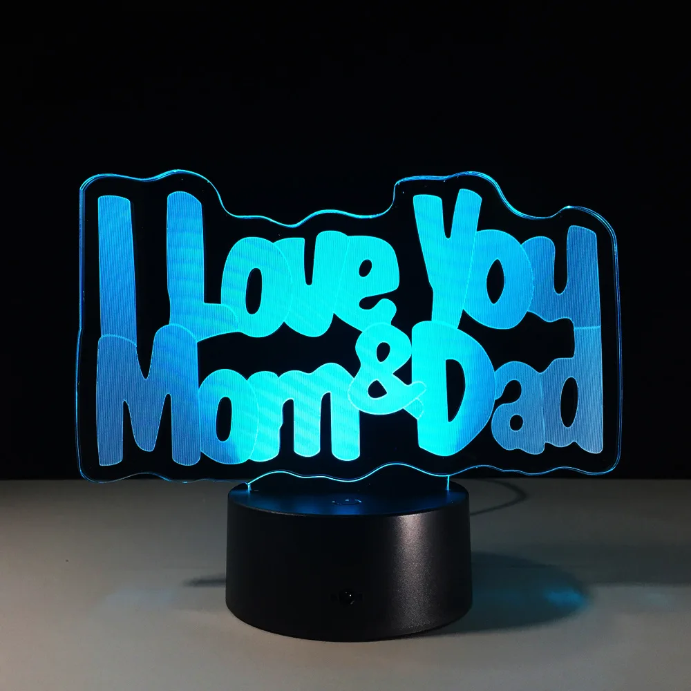 I Love Mom (Я люблю маму) с принтом Я папу 3D светодиодный светильник лучший подарок для