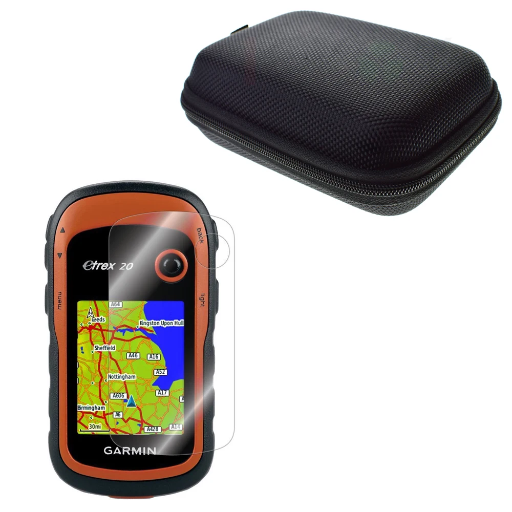 Anti-Shock Portable Protect Case Bag+Clear PET Film Screen Protector for GPS Garmin Edge eTrex 10 20 30 10x 20x 30x 22x 32x