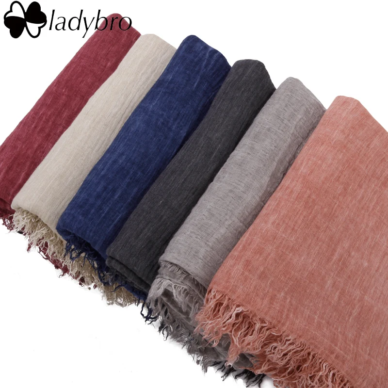 Роскошный женский шарф Ladybro 190*70 см, весна-осень, европейские хлопковые льняные складные шарфы, ретро шарф для женщин, элегантные шали для дам