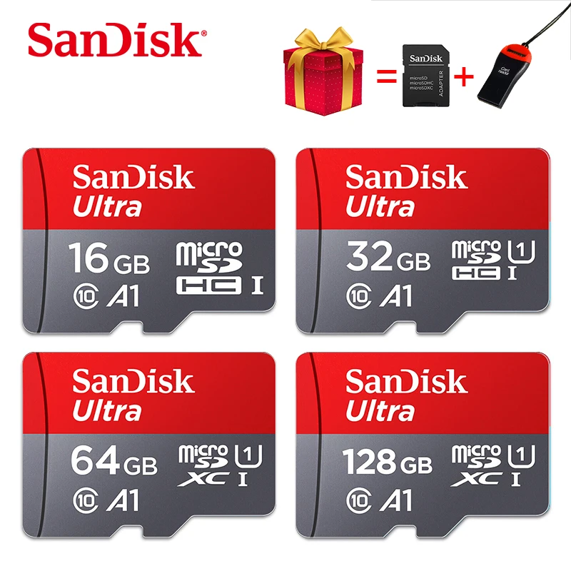Оригинальная карта Micro SD sandisk 32 Гб класс 10 128 г/64 г SDXC 32 г/16 SDHC TF карта памяти Поддержка официальной проверки с адаптером