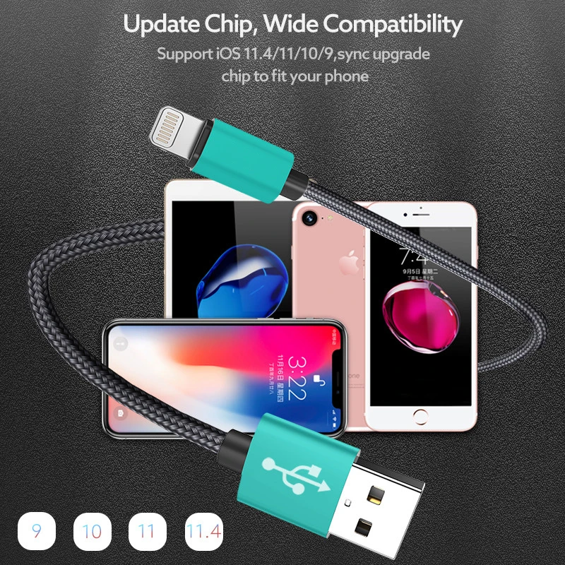 Металлический usb кабель для iPhone 8 7 6 s нейлоновая оплетка из ROCK сплава быстрой