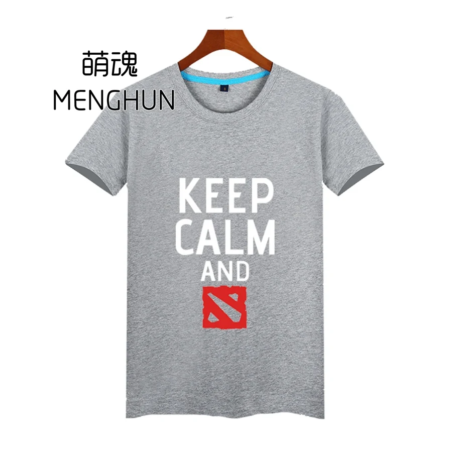 Популярные игровые футболки хлопковые для любителей игры Keep calm and play Dota2 мужские |