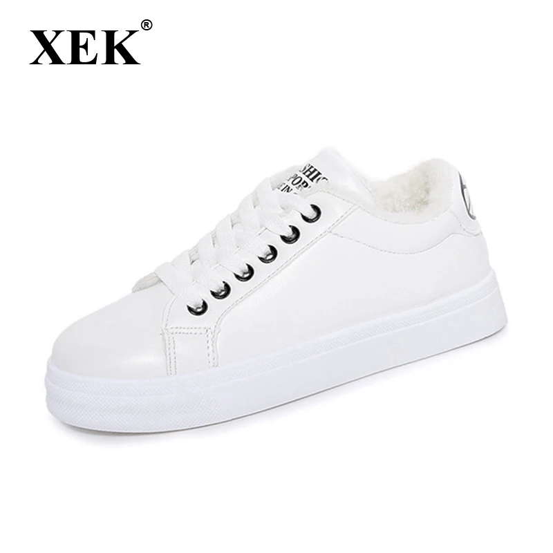 Женские кроссовки на платформе XEK Белые Повседневные дышащие плоской подошве ST58