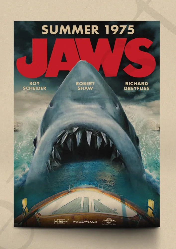 Плакат челюсти Акула классический Ужасный фильм Постер для путешествий и принты