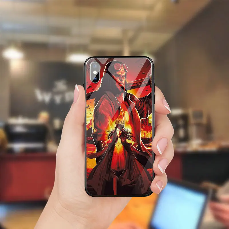 Tempered Glass Phone Cover Cases for iPhone 5 5S SE 6 6S Plus 7 8 8Plus X XR XS Max Fundas Coque Hellboy Movie Artwork | Мобильные