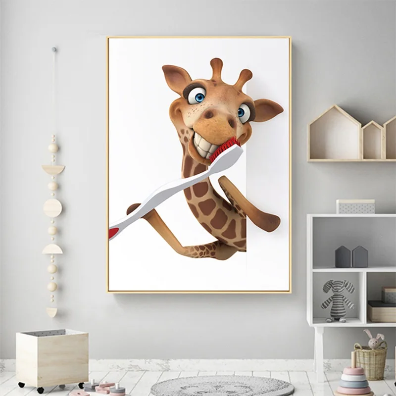 

Cartoon Pets Dog Horse Canvas Painting Modern Home Decoration Art Wall Pictures for Children's Room Nursery Nordic Posters
