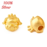 s925 sterling silver color pig diy handmade beaded accessories crown pig perforated beads accessories wholesale