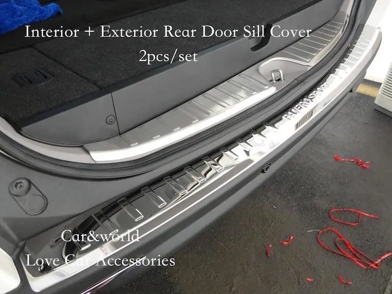 03-Interior-Exterior Для Mitsubishi Pajero sport 2013-, защита заднего бампера, Накладка на порог, планки, полосы из нержавеющей стали, автомобильные аксессуары - Цвет: 03-Interior-Exterior